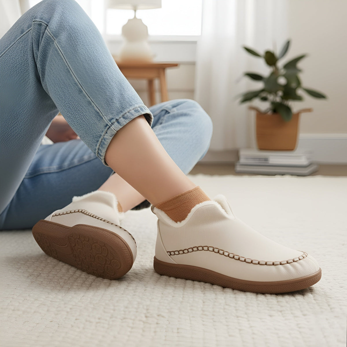 Orbit Plush Slippers - Cream