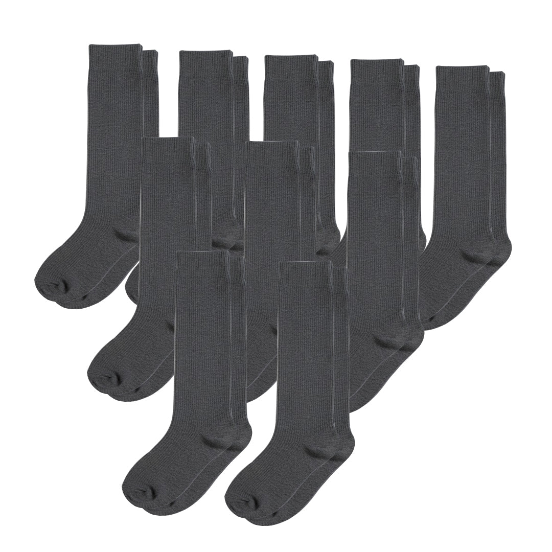 10-Pack CloudKnit Padded Extra-Stretch Crew Socks - Grey