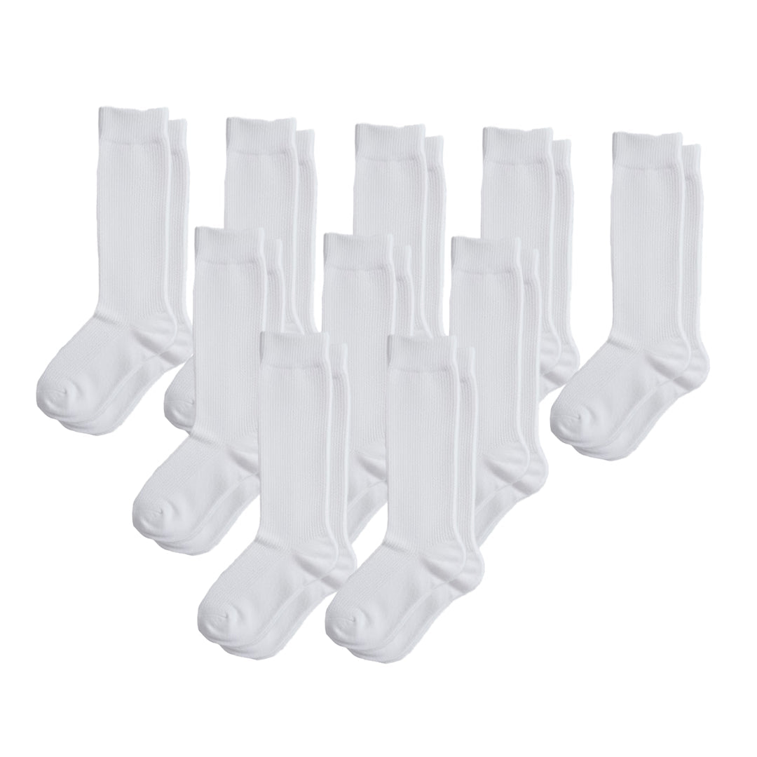 10-Pack CloudKnit Padded Extra-Stretch Crew Socks - White