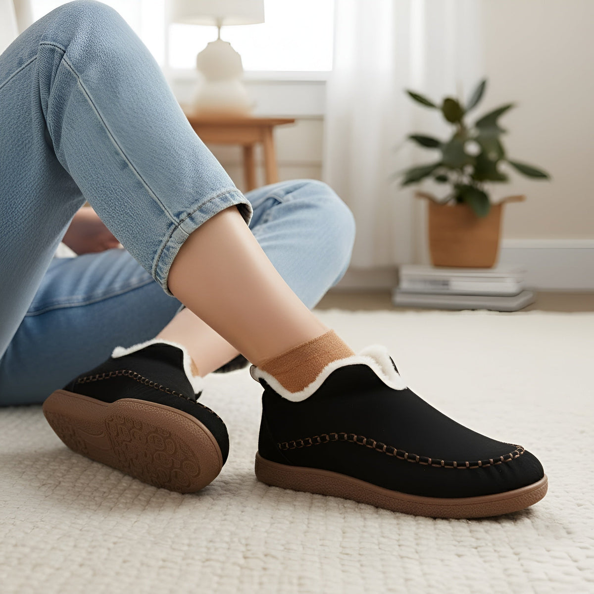 Orbit Plush Slippers - Black