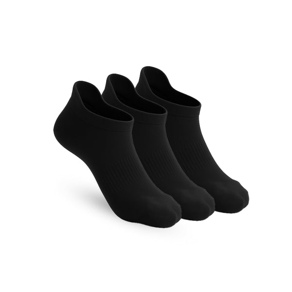3-Pack CloudKnit Padded Extra-Stretch Ankle Socks - Black