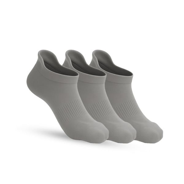 3-Pack CloudKnit Padded Extra-Stretch Ankle Socks - Grey
