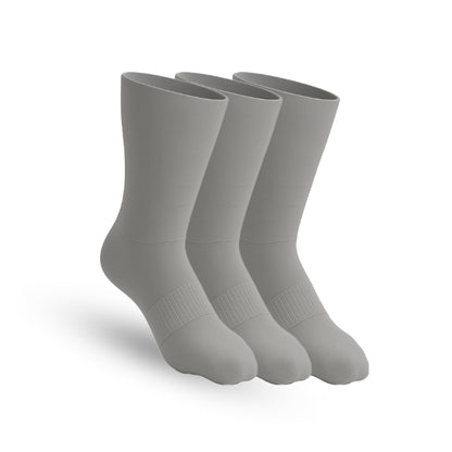 3-Pack CloudKnit Padded Extra-Stretch Crew Socks - Grey