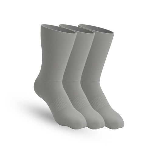 3-Pack CloudKnit Padded Extra-Stretch Crew Socks - Grey