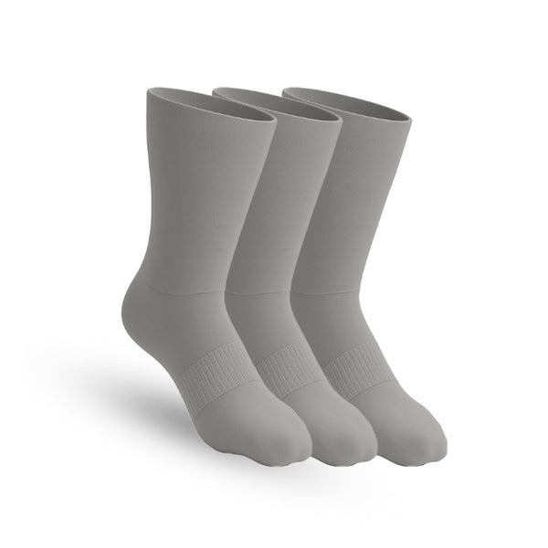 3-Pack CloudKnit Padded Extra-Stretch Crew Socks - Grey