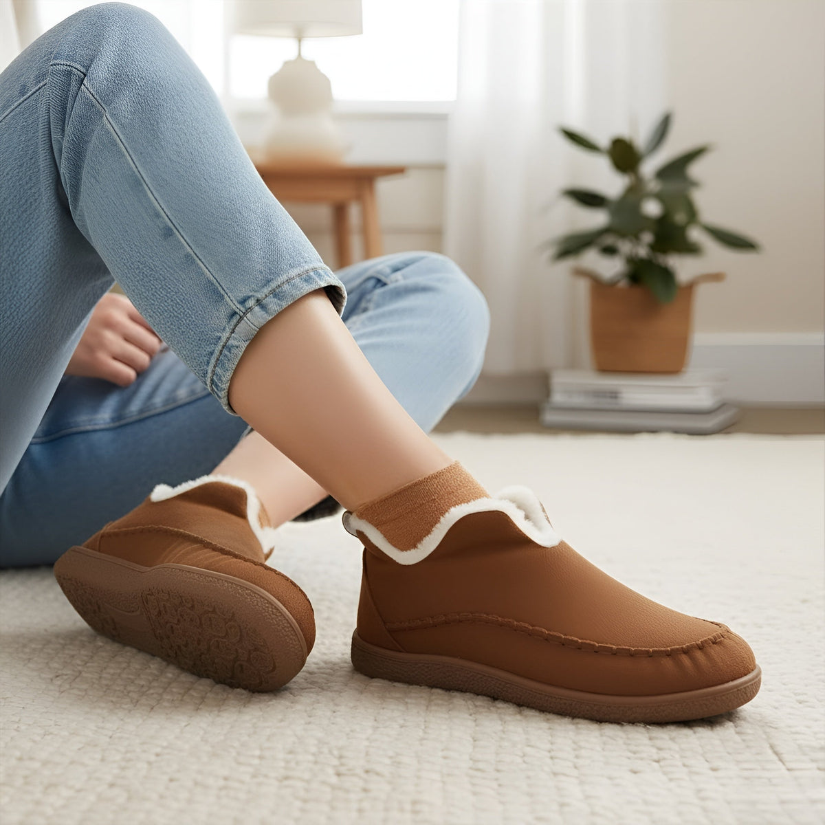 Orbit Plush Slippers - Brown