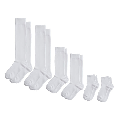 3-Pack CloudKnit Padded Extra-Stretch Socks - White (Knee, Crew, Ankle)