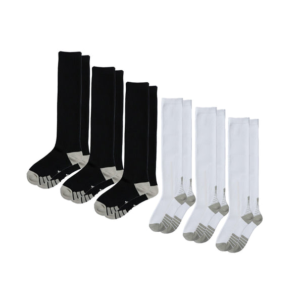 6-Pack CloudKnit Black & White Compression Sock Bundle