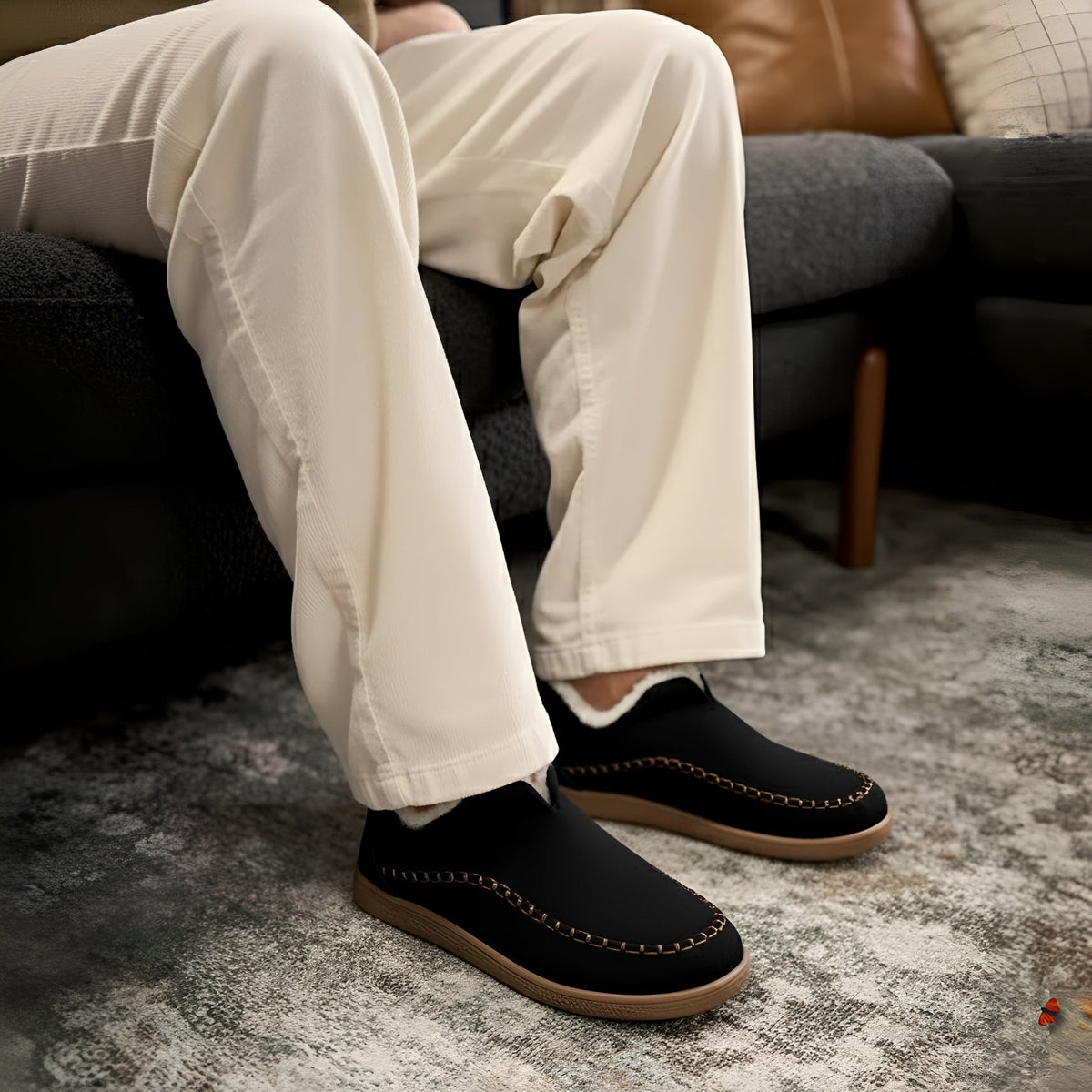 Orbit Plush Slippers - Black
