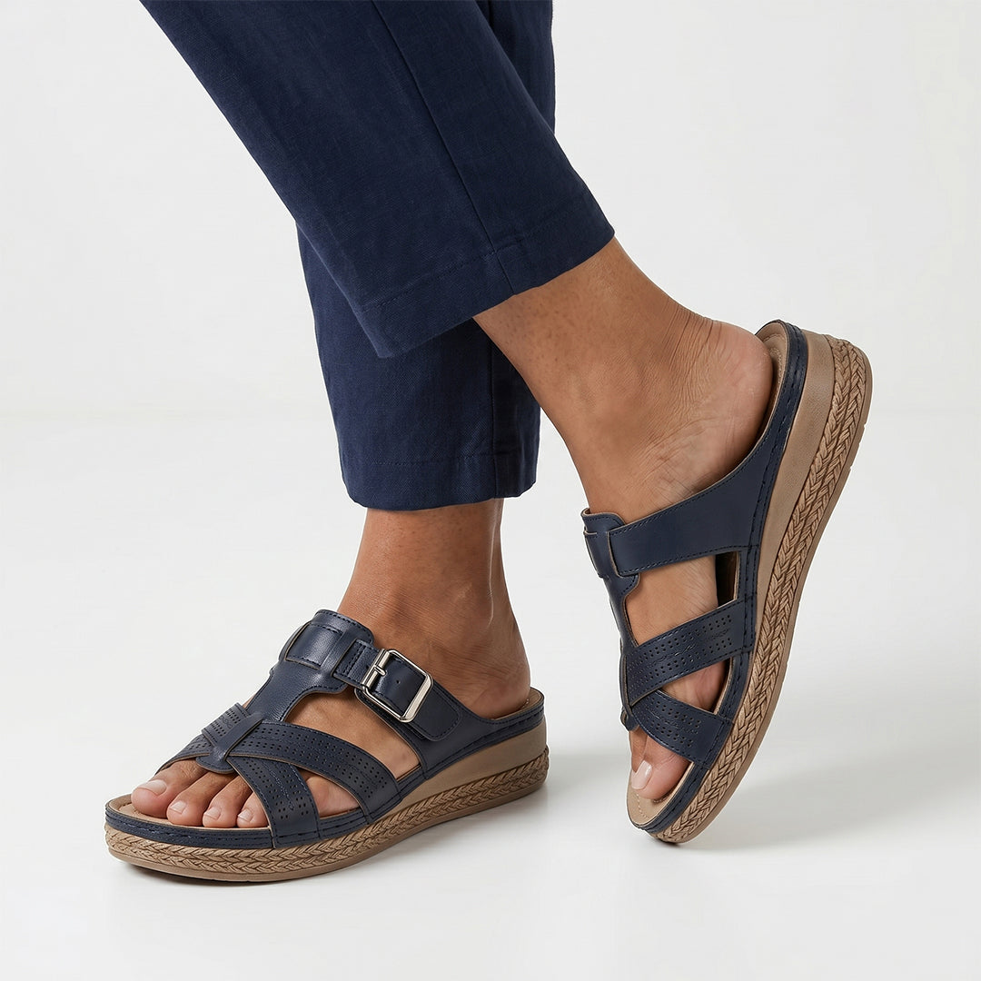 Siena Roman Cushion Sandals - Black