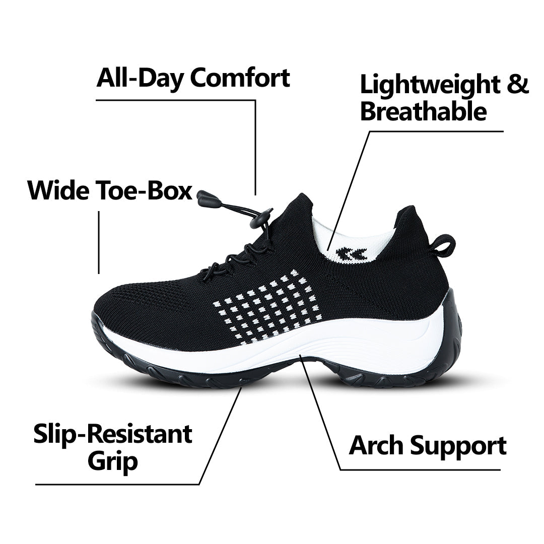 Solace Stretch Cushion Shoes - Black White