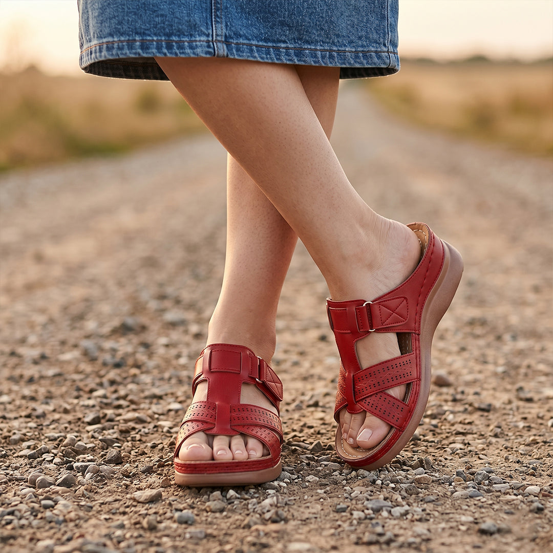 Siena Roman Cushion Sandals - Red