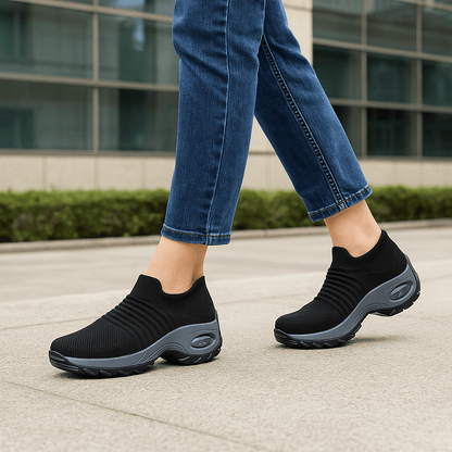 Zephyr Breathable No-Tie Stretch Shoes - Black Grey