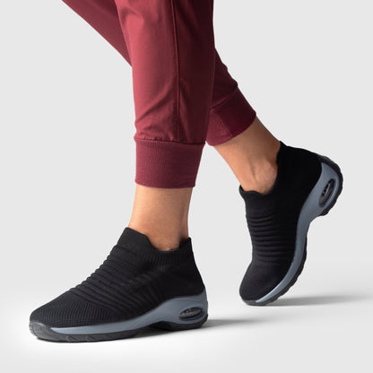 Zephyr Breathable No-Tie Stretch Shoes - Black Grey