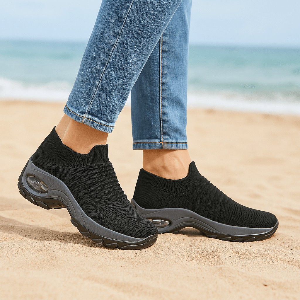 Zephyr Breathable No-Tie Stretch Shoes - Black Grey