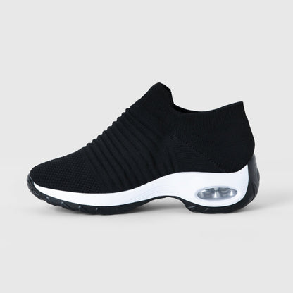 Zephyr Breathable No-Tie Stretch Shoes - Black White