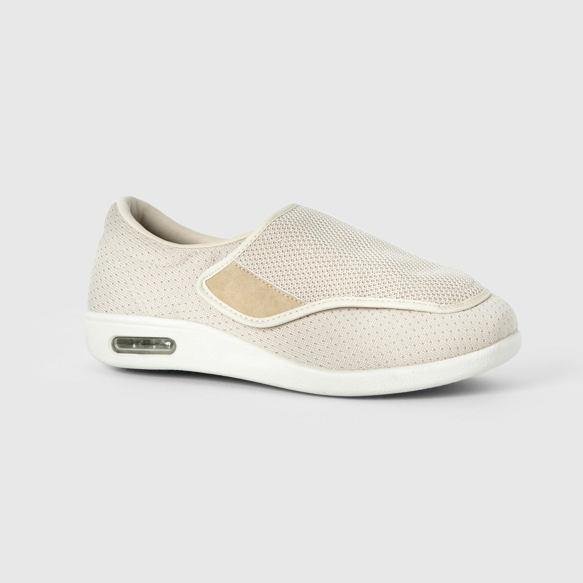 Rosalie Stretch No-Tie Wide Shoes with Adjustable Closure - Beige