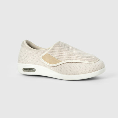 Rosalie Stretch No-Tie Wide Shoes with Adjustable Closure - Beige