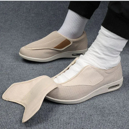 Rosalie Stretch No-Tie Wide Shoes with Adjustable Closure - Beige