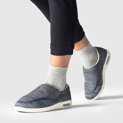Rosalie Stretch No-Tie Wide Shoes with Adjustable Closure - Grey