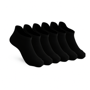 6-Pack CloudKnit Padded Stretch Diabetic Ankle Socks - Black
