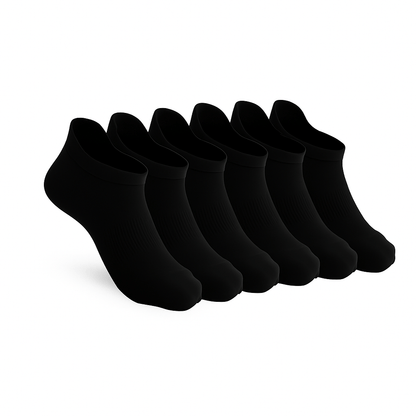 6-Pack CloudKnit Padded Stretch Diabetic Ankle Socks - Black