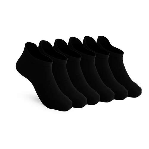 6-Pack CloudKnit Padded Stretch Diabetic Ankle Socks - Black
