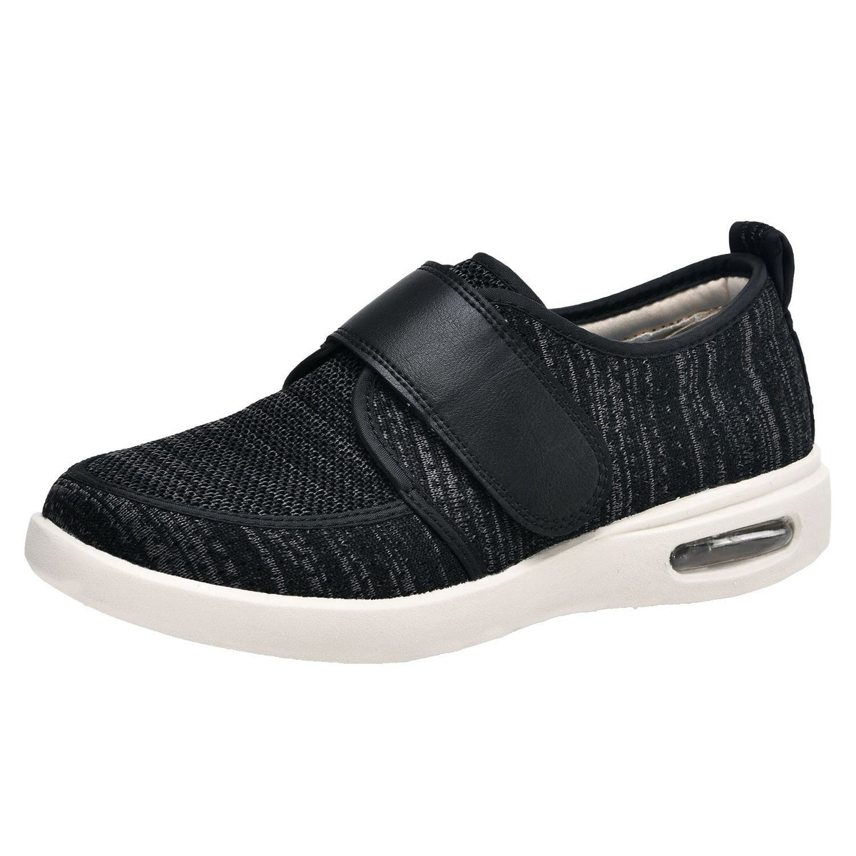 Drift Stretch No-Tie Wide Shoes with Adjustable Closure - Black Grey