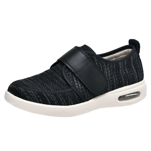 Drift Stretch No-Tie Wide Shoes with Adjustable Closure - Black Grey