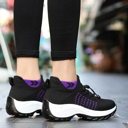 Non-Slip Healthcare Worker Solace Stretch Cushion Shoes - Black Purple