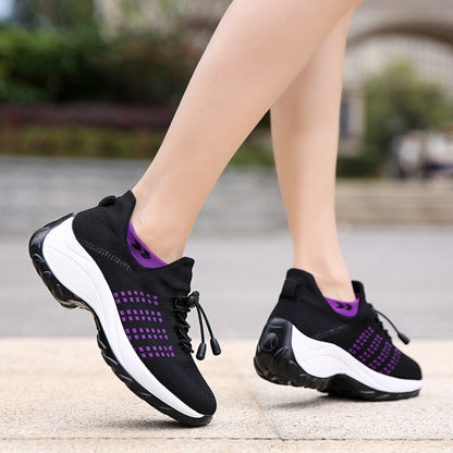 Non-Slip Healthcare Worker Solace Stretch Cushion Shoes - Black Purple