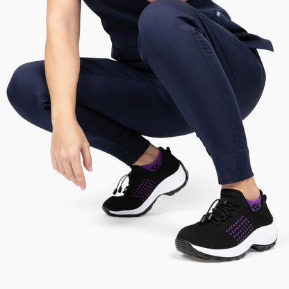Non-Slip Healthcare Worker Solace Stretch Cushion Shoes - Black Purple