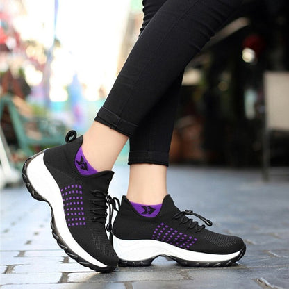 Non-Slip Healthcare Worker Solace Stretch Cushion Shoes - Black Purple