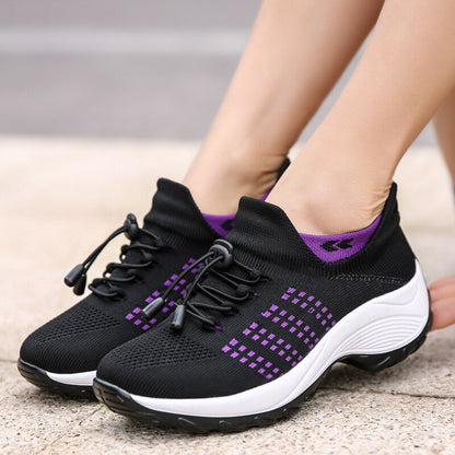 Non-Slip Healthcare Worker Solace Stretch Cushion Shoes - Black Purple