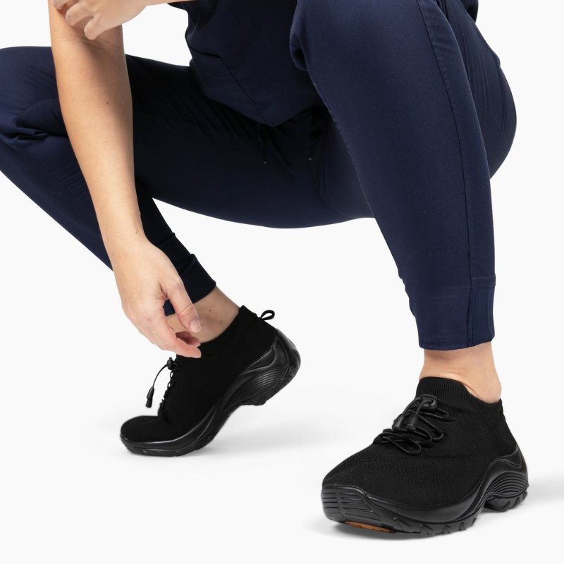 Non-Slip Healthcare Worker Solace Stretch Cushion Shoes - Midnight Black