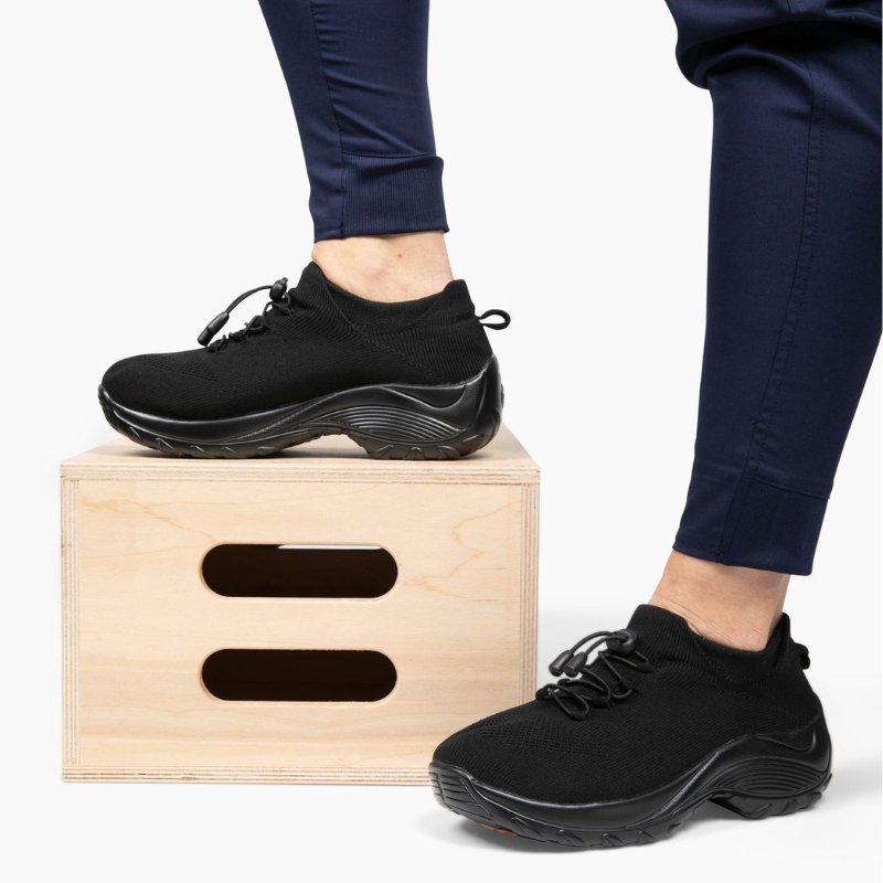 Non-Slip Healthcare Worker Solace Stretch Cushion Shoes - Midnight Black