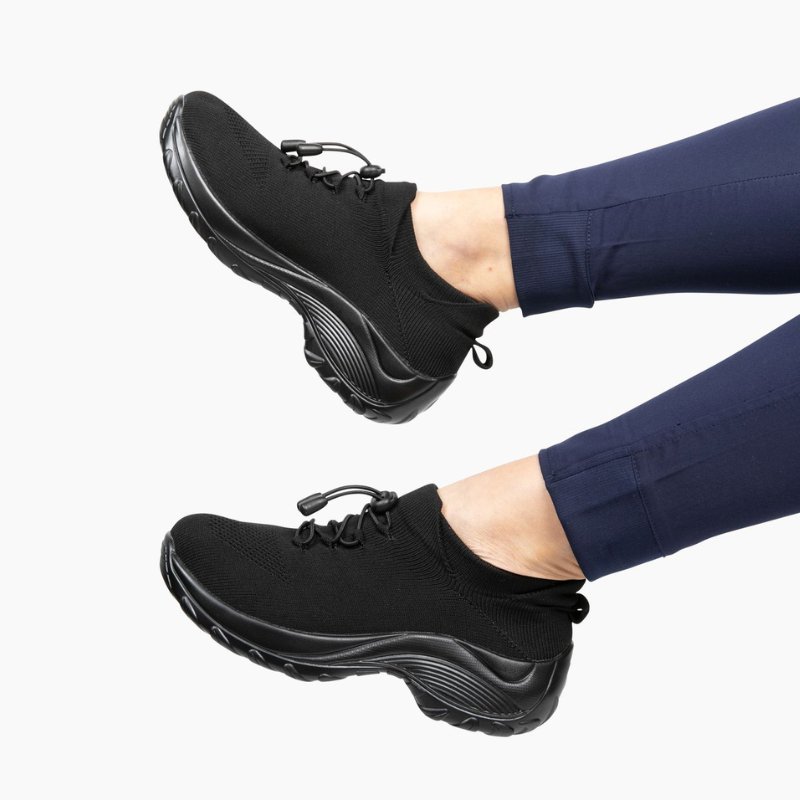 Non-Slip Healthcare Worker Solace Stretch Cushion Shoes - Midnight Black