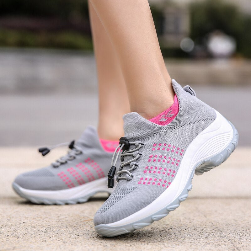 Solace Stretch Cushion Shoes - Gray Pink