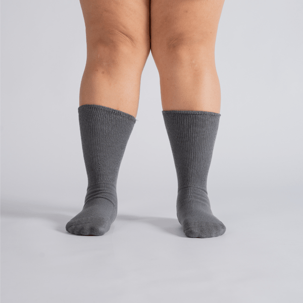CloudKnit Padded Extra-Stretch Crew Socks - Grey