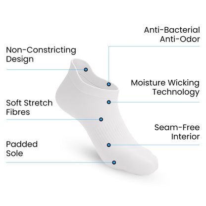 CloudKnit Padded Extra-Stretch Ankle Socks - White