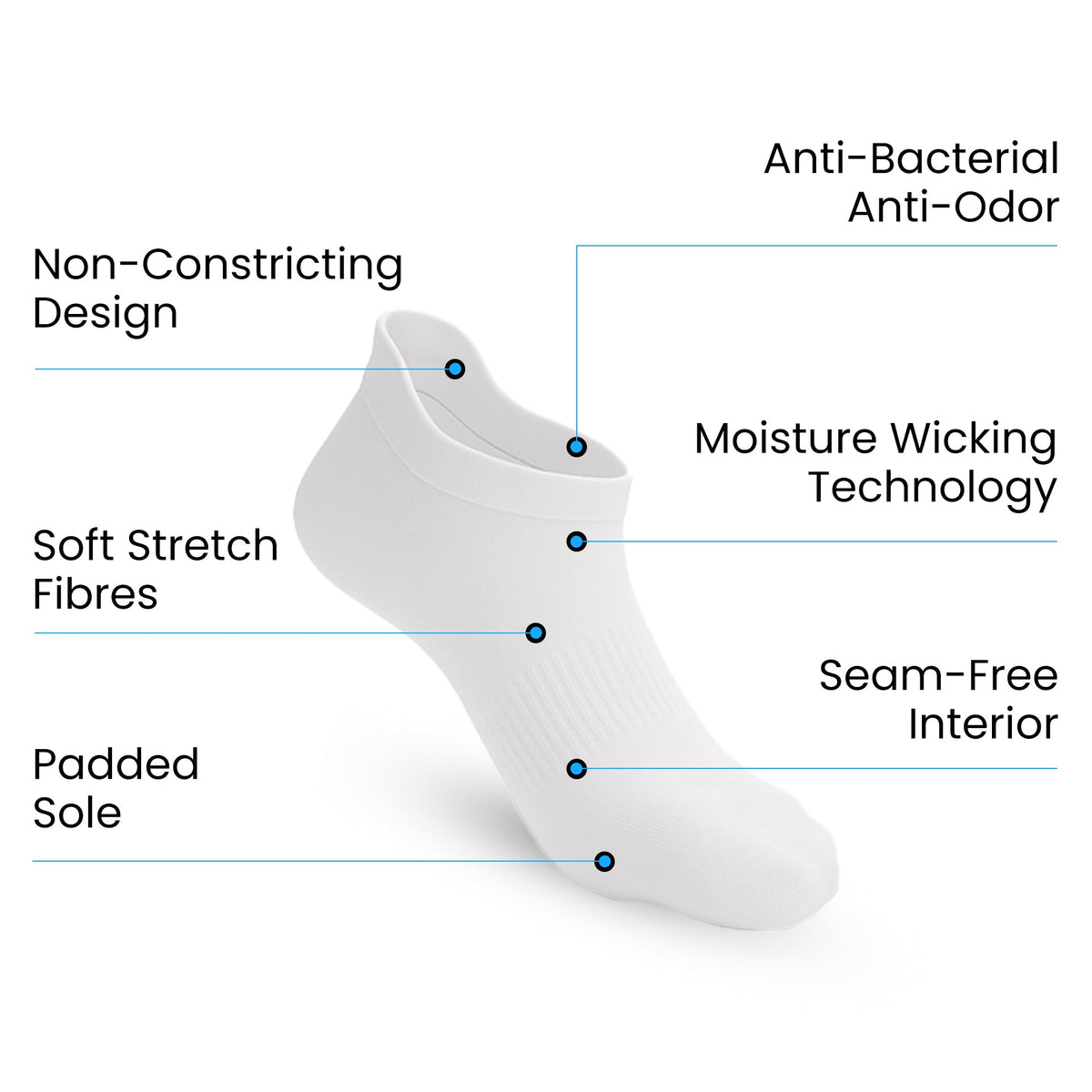 3-Pack CloudKnit Padded Extra-Stretch Ankle Socks - White