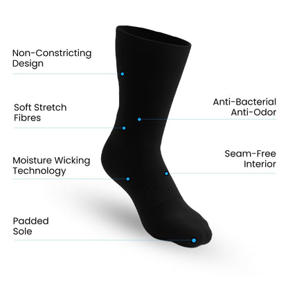 3-Pack CloudKnit Padded Extra-Stretch Socks - Black (Knee, Crew, Ankle)