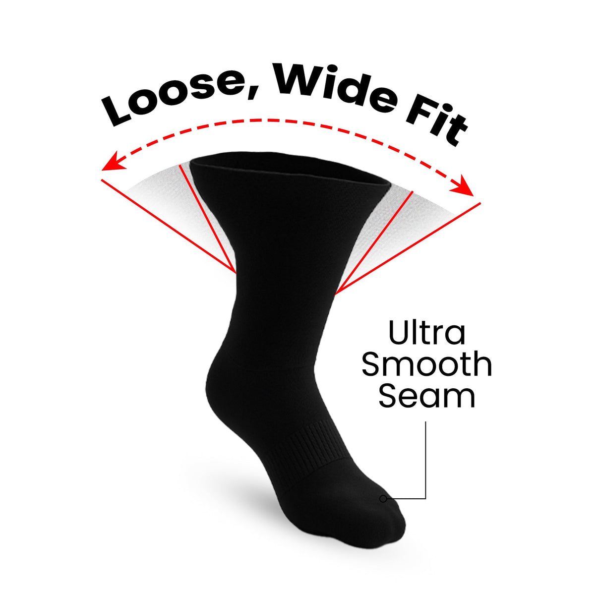 3-Pack CloudKnit Padded Extra-Stretch Socks - Black (Knee, Crew, Ankle)