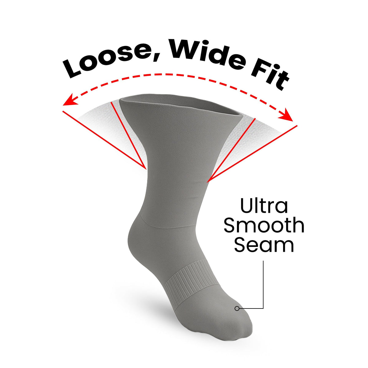 10-Pack CloudKnit Padded Extra-Stretch Crew Socks - Grey