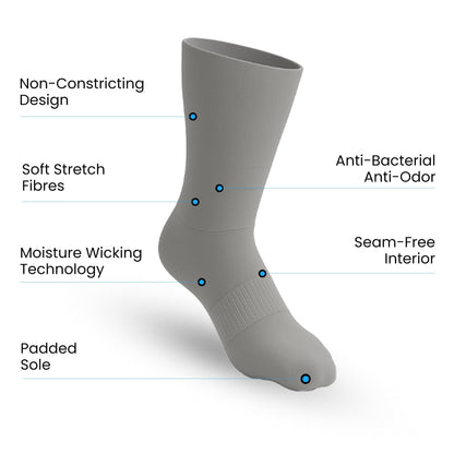CloudKnit Padded Extra-Stretch Crew Socks - Grey