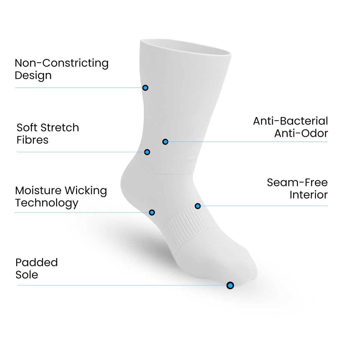 CloudKnit Padded Extra-Stretch Crew Socks - White