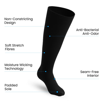 CloudKnit Padded Extra-Stretch Knee Socks - Black