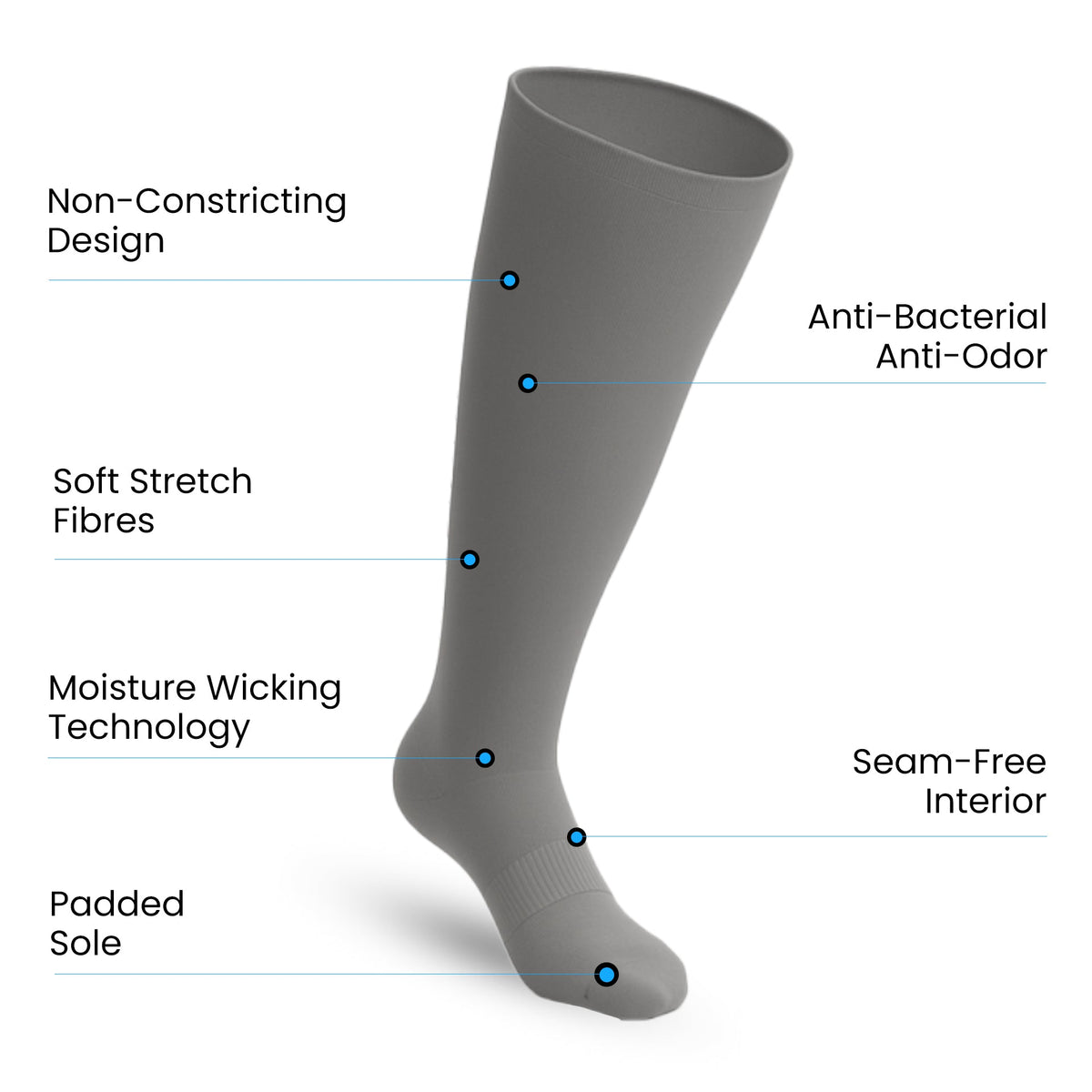 3-Pack CloudKnit Padded Extra-Stretch Knee Socks - Grey