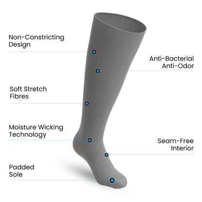 CloudKnit Padded Extra-Stretch Knee Socks - Grey