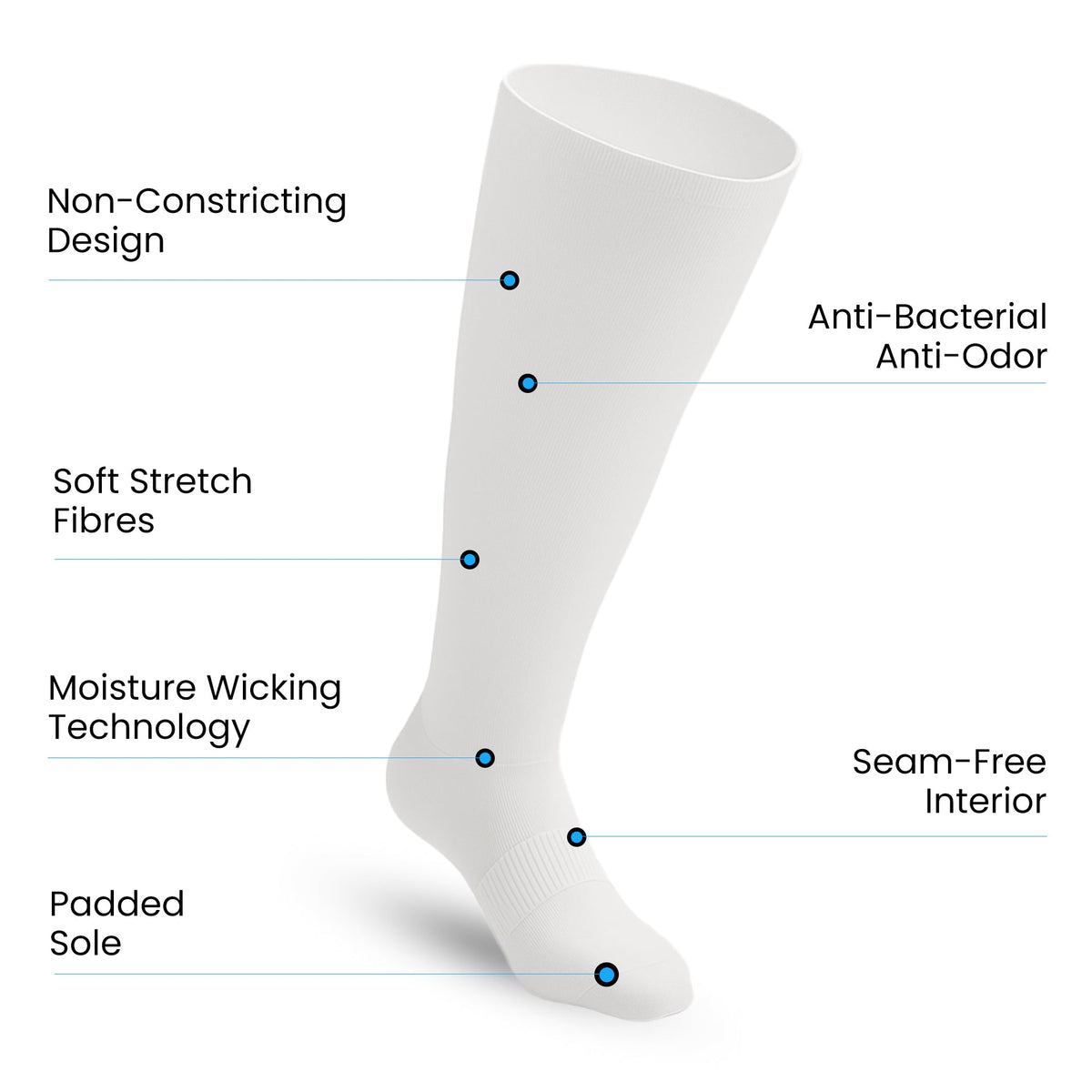 CloudKnit Padded Extra-Stretch Knee Socks - White